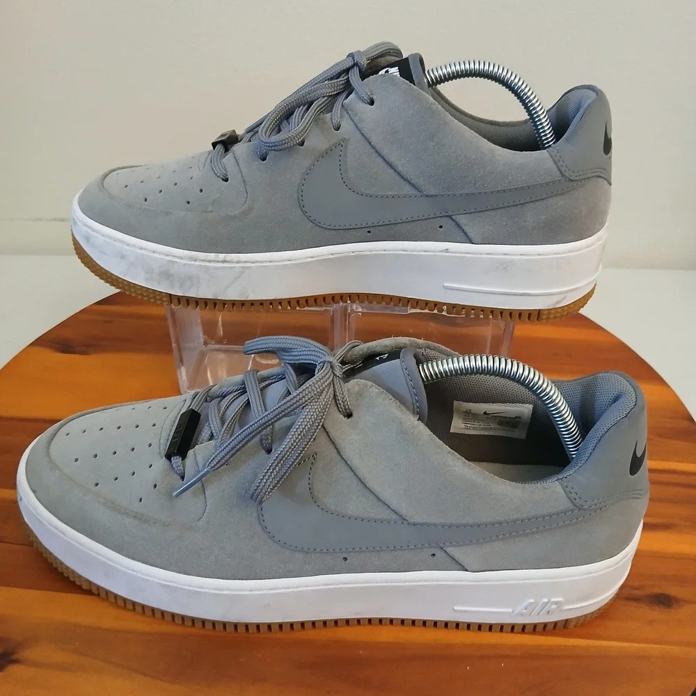 Nike Air Force 1 Sage Low Womens 12 Cool Grey Suede Shoes Sneakers AR5339-003